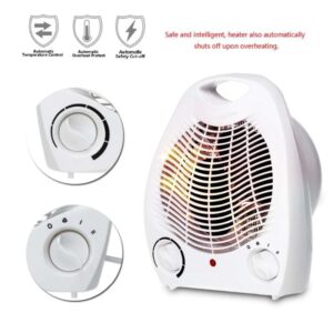 600W Portable Lightweight Electric Fan Heater With Overheat Protection And Adjustable Thermostat Control